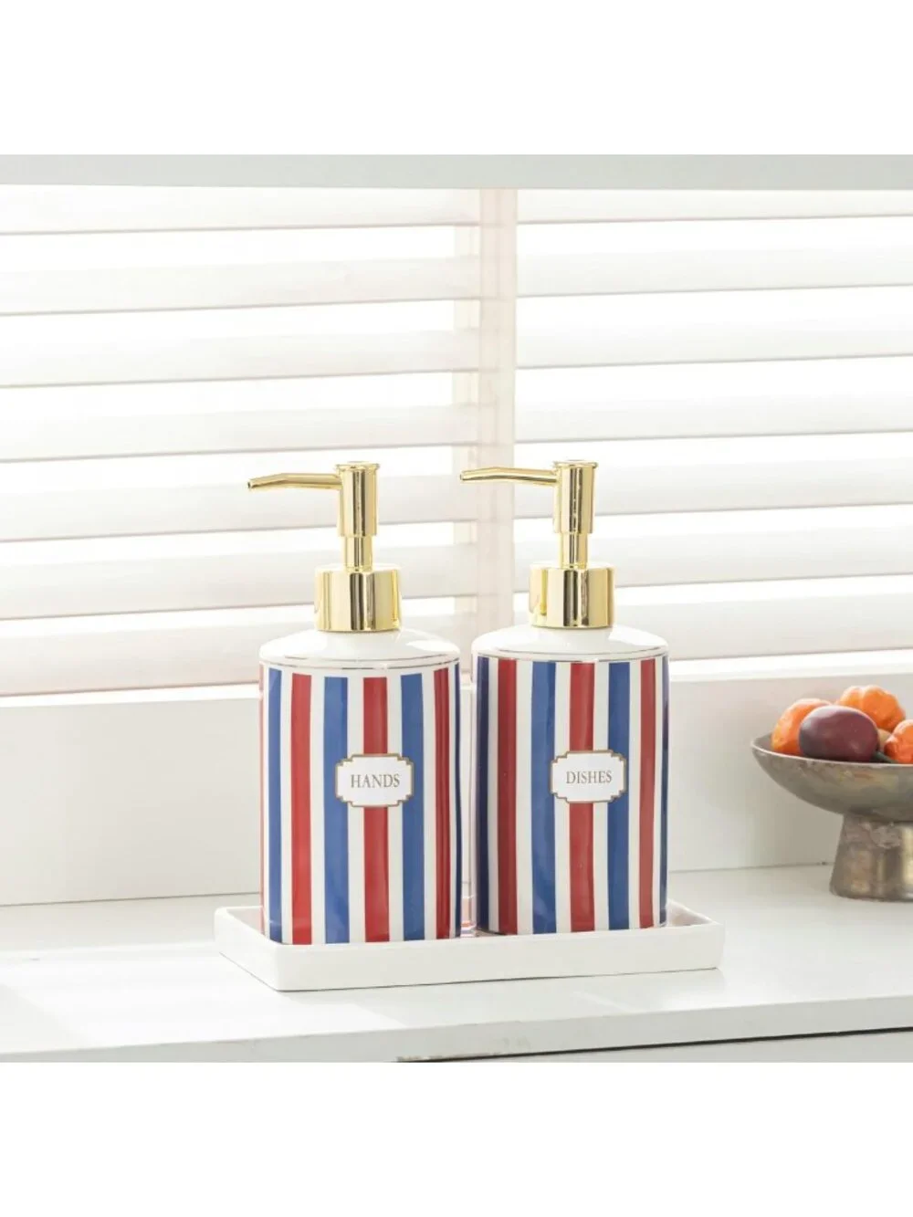 Patriotic Red, White & Blue Soap Dispenser Set - 3-Piece Kitchen & Bath Decor